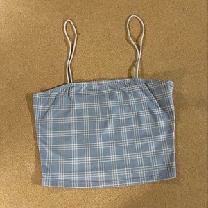 Blue Plaid Shein Crop Cami Top